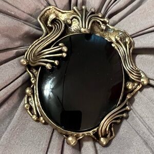 Vintage Mixed Metal Black Onyx Hecho En Brutalist Artisan Broach/Pendant